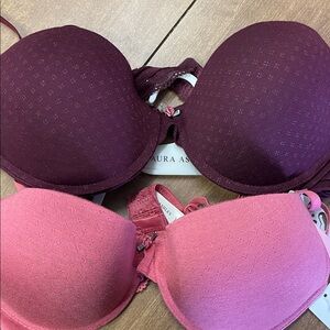 Laura Ashley Pink and Burgundy Padded Bras Duo